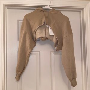 Beige cropped hoodie